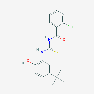 molecular formula C18H19ClN2O2S B3691344 N-{[(5-tert-butyl-2-hydroxyphenyl)amino]carbonothioyl}-2-chlorobenzamide 