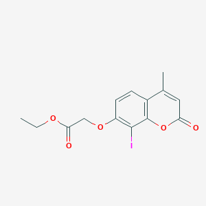molecular formula C14H13IO5 B3691352 ethyl [(8-iodo-4-methyl-2-oxo-2H-chromen-7-yl)oxy]acetate 
