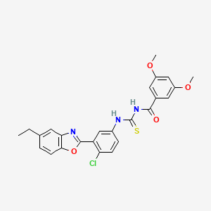 molecular formula C25H22ClN3O4S B3691442 N-({[4-chloro-3-(5-ethyl-1,3-benzoxazol-2-yl)phenyl]amino}carbonothioyl)-3,5-dimethoxybenzamide 