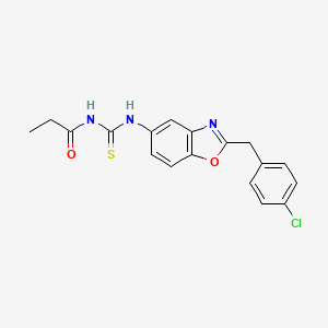 molecular formula C18H16ClN3O2S B3691455 N-({[2-(4-chlorobenzyl)-1,3-benzoxazol-5-yl]amino}carbonothioyl)propanamide 