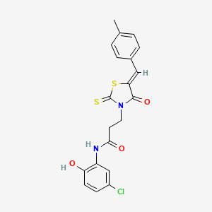 molecular formula C20H17ClN2O3S2 B3691511 N-(5-chloro-2-hydroxyphenyl)-3-[5-(4-methylbenzylidene)-4-oxo-2-thioxo-1,3-thiazolidin-3-yl]propanamide 