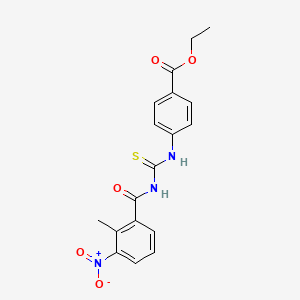 molecular formula C18H17N3O5S B3691570 Ethyl 4-({[(2-methyl-3-nitrophenyl)carbonyl]carbamothioyl}amino)benzoate 