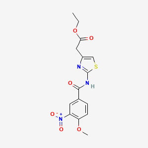molecular formula C15H15N3O6S B3691575 ETHYL 2-[2-(4-METHOXY-3-NITROBENZAMIDO)-1,3-THIAZOL-4-YL]ACETATE 
