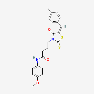 molecular formula C22H22N2O3S2 B3691622 N-(4-methoxyphenyl)-4-[5-(4-methylbenzylidene)-4-oxo-2-thioxo-1,3-thiazolidin-3-yl]butanamide 