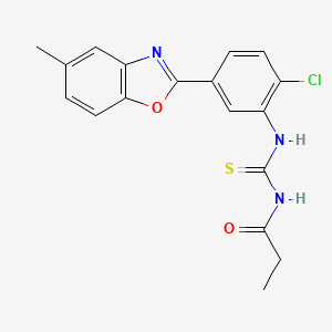 molecular formula C18H16ClN3O2S B3691642 N-{[2-chloro-5-(5-methyl-1,3-benzoxazol-2-yl)phenyl]carbamothioyl}propanamide 