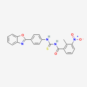 molecular formula C22H16N4O4S B3691674 N-{[4-(1,3-benzoxazol-2-yl)phenyl]carbamothioyl}-2-methyl-3-nitrobenzamide 