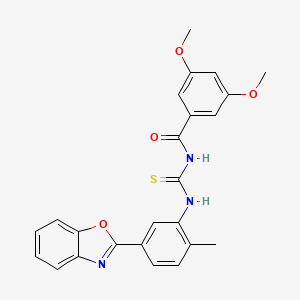 molecular formula C24H21N3O4S B3691676 N-{[5-(1,3-benzoxazol-2-yl)-2-methylphenyl]carbamothioyl}-3,5-dimethoxybenzamide 
