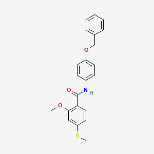 molecular formula C22H21NO3S B3691692 N-[4-(benzyloxy)phenyl]-2-methoxy-4-(methylsulfanyl)benzamide 