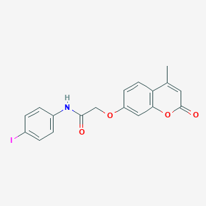 molecular formula C18H14INO4 B3691697 N-(4-iodophenyl)-2-[(4-methyl-2-oxo-2H-chromen-7-yl)oxy]acetamide 