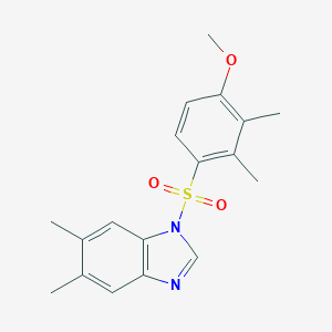 molecular formula C18H20N2O3S B369171 1-((4-methoxy-2,3-dimethylphenyl)sulfonyl)-5,6-dimethyl-1H-benzo[d]imidazole CAS No. 873680-86-5
