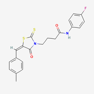 molecular formula C21H19FN2O2S2 B3691734 N-(4-fluorophenyl)-4-[5-(4-methylbenzylidene)-4-oxo-2-thioxo-1,3-thiazolidin-3-yl]butanamide 