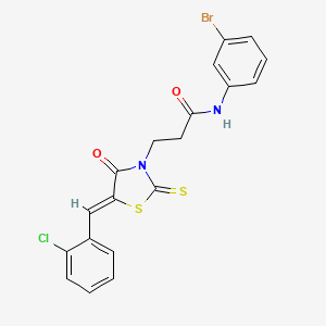 molecular formula C19H14BrClN2O2S2 B3691735 N-(3-bromophenyl)-3-[5-(2-chlorobenzylidene)-4-oxo-2-thioxo-1,3-thiazolidin-3-yl]propanamide 