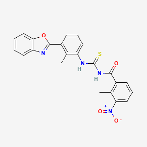 molecular formula C23H18N4O4S B3691755 N-{[3-(1,3-benzoxazol-2-yl)-2-methylphenyl]carbamothioyl}-2-methyl-3-nitrobenzamide 