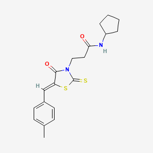 molecular formula C19H22N2O2S2 B3691798 N-cyclopentyl-3-[5-(4-methylbenzylidene)-4-oxo-2-thioxo-1,3-thiazolidin-3-yl]propanamide 