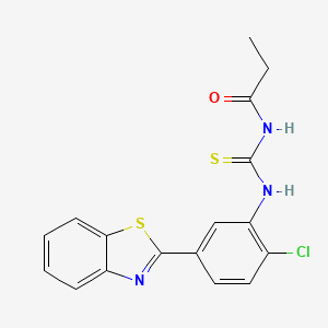 molecular formula C17H14ClN3OS2 B3691811 N-({[5-(1,3-benzothiazol-2-yl)-2-chlorophenyl]amino}carbonothioyl)propanamide 