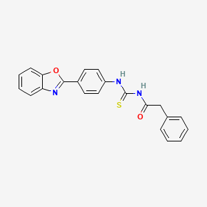 molecular formula C22H17N3O2S B3691922 N-{[4-(1,3-benzoxazol-2-yl)phenyl]carbamothioyl}-2-phenylacetamide 
