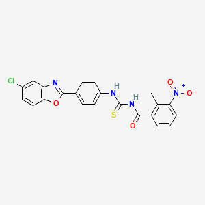 molecular formula C22H15ClN4O4S B3691938 N-{[4-(5-chloro-1,3-benzoxazol-2-yl)phenyl]carbamothioyl}-2-methyl-3-nitrobenzamide 