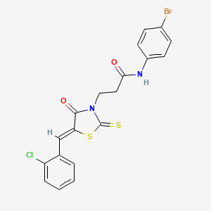 molecular formula C19H14BrClN2O2S2 B3691960 N-(4-bromophenyl)-3-[5-(2-chlorobenzylidene)-4-oxo-2-thioxo-1,3-thiazolidin-3-yl]propanamide 