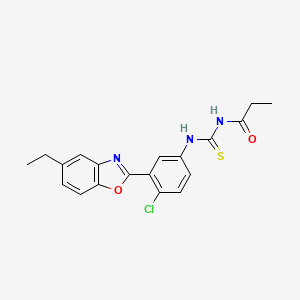 molecular formula C19H18ClN3O2S B3692011 N-[[4-chloro-3-(5-ethyl-1,3-benzoxazol-2-yl)phenyl]carbamothioyl]propanamide 