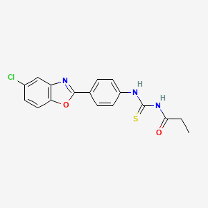 molecular formula C17H14ClN3O2S B3692014 N-{[4-(5-chloro-1,3-benzoxazol-2-yl)phenyl]carbamothioyl}propanamide 