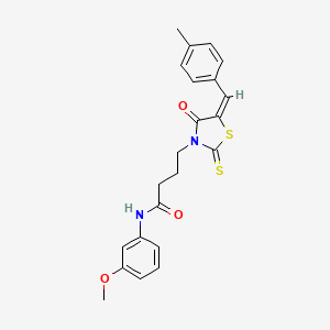 molecular formula C22H22N2O3S2 B3692021 N-(3-methoxyphenyl)-4-[5-(4-methylbenzylidene)-4-oxo-2-thioxo-1,3-thiazolidin-3-yl]butanamide 