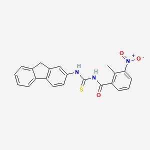 molecular formula C22H17N3O3S B3692037 N-[(9H-fluoren-2-ylamino)carbonothioyl]-2-methyl-3-nitrobenzamide 
