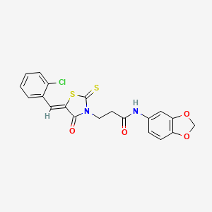 molecular formula C20H15ClN2O4S2 B3692082 N-1,3-benzodioxol-5-yl-3-[5-(2-chlorobenzylidene)-4-oxo-2-thioxo-1,3-thiazolidin-3-yl]propanamide 