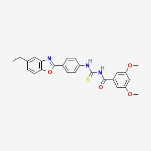 molecular formula C25H23N3O4S B3692095 N-{[4-(5-ethyl-1,3-benzoxazol-2-yl)phenyl]carbamothioyl}-3,5-dimethoxybenzamide 