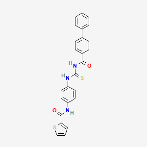 molecular formula C25H19N3O2S2 B3692162 N-[4-({[(4-biphenylylcarbonyl)amino]carbonothioyl}amino)phenyl]-2-thiophenecarboxamide 