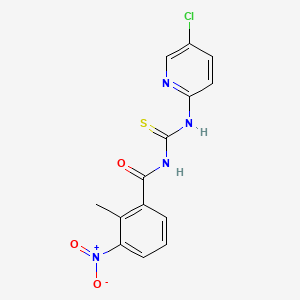 molecular formula C14H11ClN4O3S B3692169 N-[(5-chloropyridin-2-yl)carbamothioyl]-2-methyl-3-nitrobenzamide 