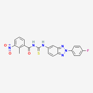 molecular formula C21H15FN6O3S B3692191 N-({[2-(4-fluorophenyl)-2H-1,2,3-benzotriazol-5-yl]amino}carbonothioyl)-2-methyl-3-nitrobenzamide 