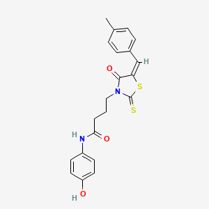 molecular formula C21H20N2O3S2 B3692267 N-(4-hydroxyphenyl)-4-[5-(4-methylbenzylidene)-4-oxo-2-thioxo-1,3-thiazolidin-3-yl]butanamide 
