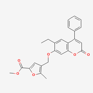 molecular formula C25H22O6 B3692289 methyl 4-{[(6-ethyl-2-oxo-4-phenyl-2H-chromen-7-yl)oxy]methyl}-5-methylfuran-2-carboxylate 