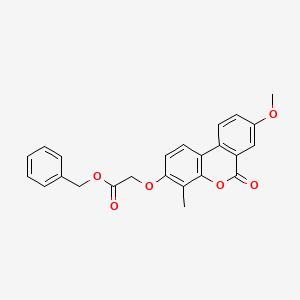 molecular formula C24H20O6 B3692352 BENZYL 2-({8-METHOXY-4-METHYL-6-OXO-6H-BENZO[C]CHROMEN-3-YL}OXY)ACETATE 
