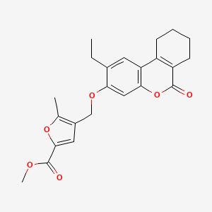 molecular formula C23H24O6 B3692485 methyl 4-{[(2-ethyl-6-oxo-7,8,9,10-tetrahydro-6H-benzo[c]chromen-3-yl)oxy]methyl}-5-methylfuran-2-carboxylate CAS No. 6625-79-2