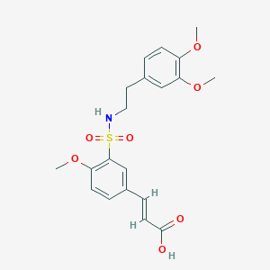 molecular formula C20H23NO7S B3692551 (2E)-3-(3-{[2-(3,4-dimethoxyphenyl)ethyl]sulfamoyl}-4-methoxyphenyl)prop-2-enoic acid 