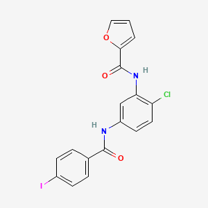 molecular formula C18H12ClIN2O3 B3692596 N-[2-chloro-5-[(4-iodobenzoyl)amino]phenyl]furan-2-carboxamide 