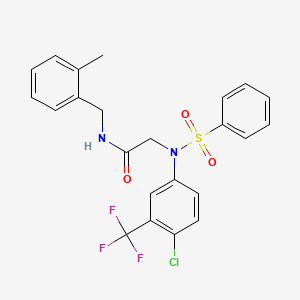molecular formula C23H20ClF3N2O3S B3692615 N~2~-[4-chloro-3-(trifluoromethyl)phenyl]-N~1~-(2-methylbenzyl)-N~2~-(phenylsulfonyl)glycinamide 