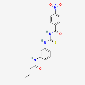molecular formula C18H18N4O4S B3692617 N-({[3-(butyrylamino)phenyl]amino}carbonothioyl)-4-nitrobenzamide 