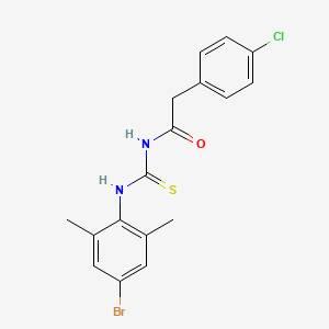 molecular formula C17H16BrClN2OS B3692621 N-[(4-bromo-2,6-dimethylphenyl)carbamothioyl]-2-(4-chlorophenyl)acetamide 