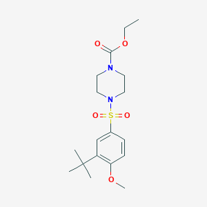 molecular formula C18H28N2O5S B369266 Ethyl 4-{[3-(tert-butyl)-4-methoxyphenyl]sulfonyl}piperazinecarboxylate CAS No. 873671-12-6