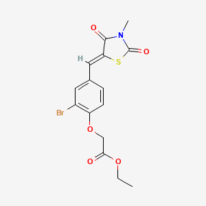 molecular formula C15H14BrNO5S B3692716 ethyl {2-bromo-4-[(Z)-(3-methyl-2,4-dioxo-1,3-thiazolidin-5-ylidene)methyl]phenoxy}acetate 
