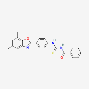 molecular formula C23H19N3O2S B3692729 N-{[4-(5,7-dimethyl-1,3-benzoxazol-2-yl)phenyl]carbamothioyl}benzamide 