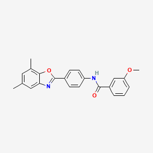 molecular formula C23H20N2O3 B3692761 N-[4-(5,7-dimethyl-1,3-benzoxazol-2-yl)phenyl]-3-methoxybenzamide 