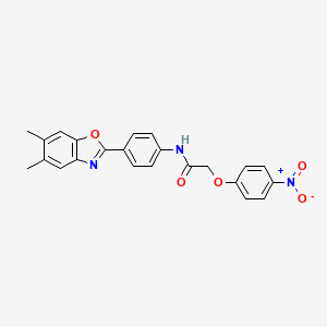 molecular formula C23H19N3O5 B3692801 N-[4-(5,6-dimethyl-1,3-benzoxazol-2-yl)phenyl]-2-(4-nitrophenoxy)acetamide 