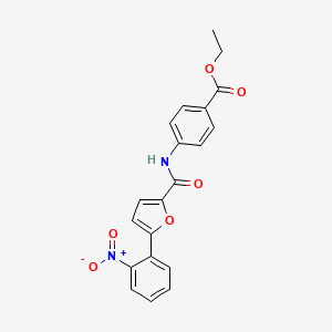 molecular formula C20H16N2O6 B3692827 ethyl 4-({[5-(2-nitrophenyl)furan-2-yl]carbonyl}amino)benzoate CAS No. 6343-07-3