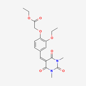molecular formula C19H22N2O7 B3692837 ethyl {4-[(1,3-dimethyl-2,4,6-trioxotetrahydropyrimidin-5(2H)-ylidene)methyl]-2-ethoxyphenoxy}acetate CAS No. 6343-19-7