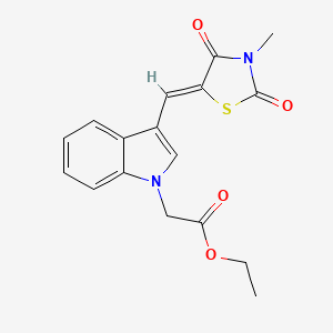 molecular formula C17H16N2O4S B3692847 ethyl {3-[(3-methyl-2,4-dioxo-1,3-thiazolidin-5-ylidene)methyl]-1H-indol-1-yl}acetate 
