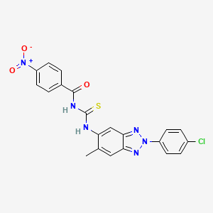 molecular formula C21H15ClN6O3S B3692922 N-{[2-(4-chlorophenyl)-6-methyl-2H-benzotriazol-5-yl]carbamothioyl}-4-nitrobenzamide 