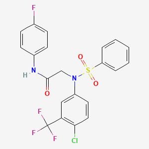 molecular formula C21H15ClF4N2O3S B3692942 N~2~-[4-chloro-3-(trifluoromethyl)phenyl]-N~1~-(4-fluorophenyl)-N~2~-(phenylsulfonyl)glycinamide 